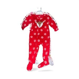 Carter's Red Reindeer Snowflake And Santa Fleece Pajamas